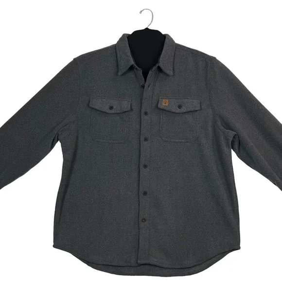 Coleman Mens Polar Fleece Shirt Jacket Size XL Gray Button Front Chest Pockets - Picture 2 of 8